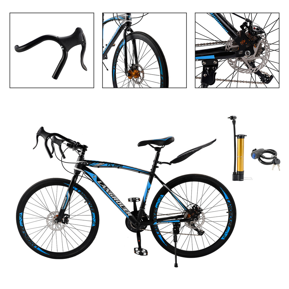 26 inch 27 speed Road Bike Racing Bicycle 700C For Adult With Fender Cup holder Black/Blue