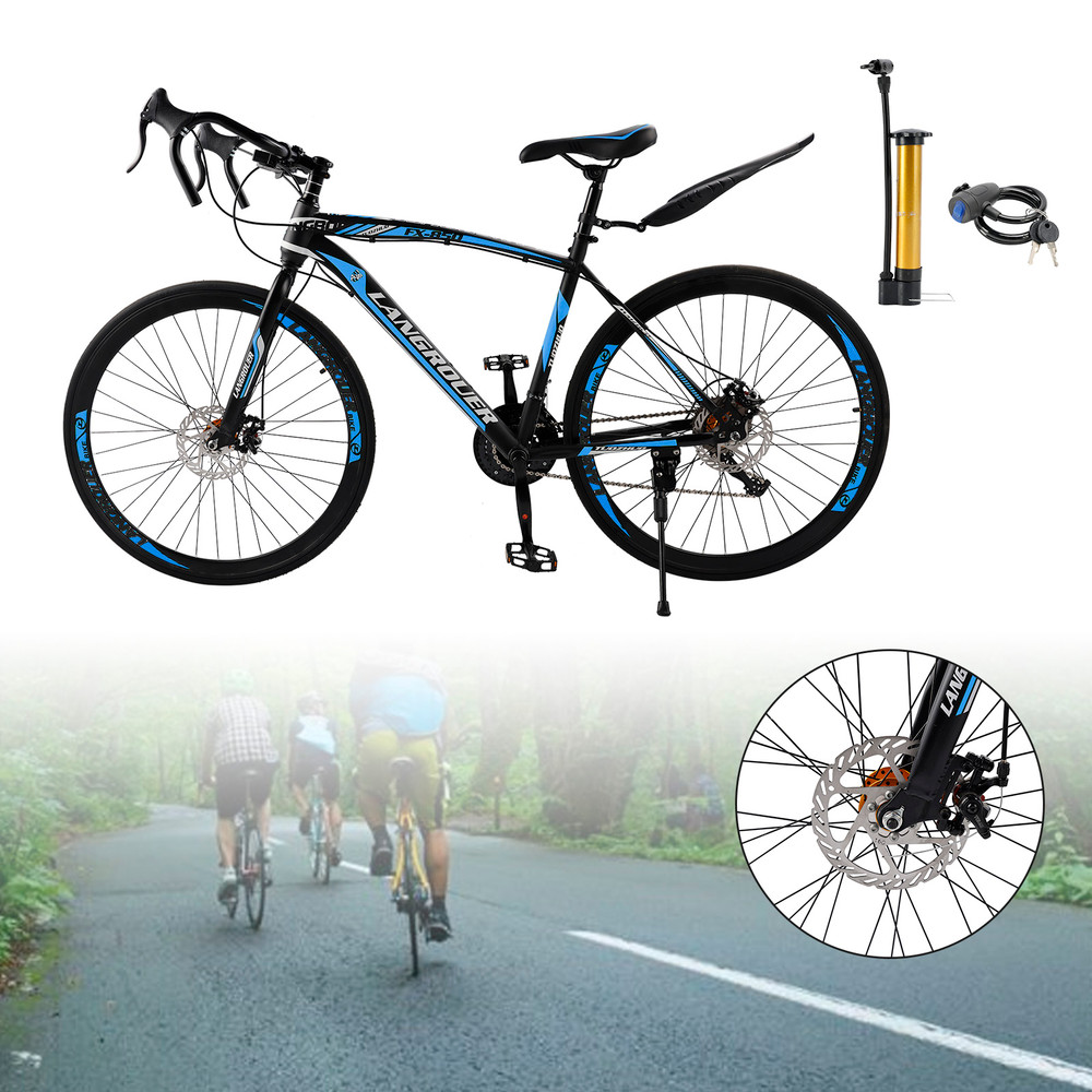 26 inch 27 speed Road Bike Racing Bicycle 700C For Adult With Fender Cup holder Black/Blue