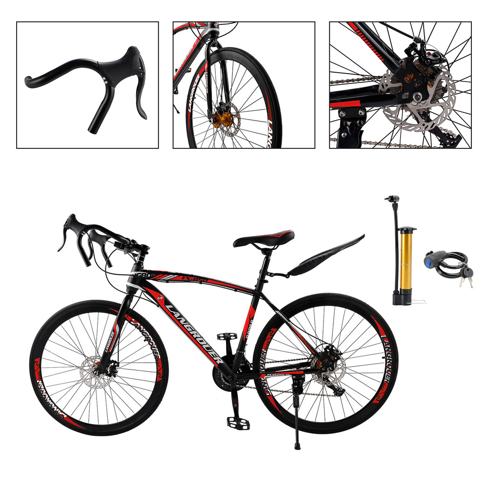 26 inch 27 speed Road Bike Racing Bicycle 700C For Adult With Fender Cup holder Black/Red