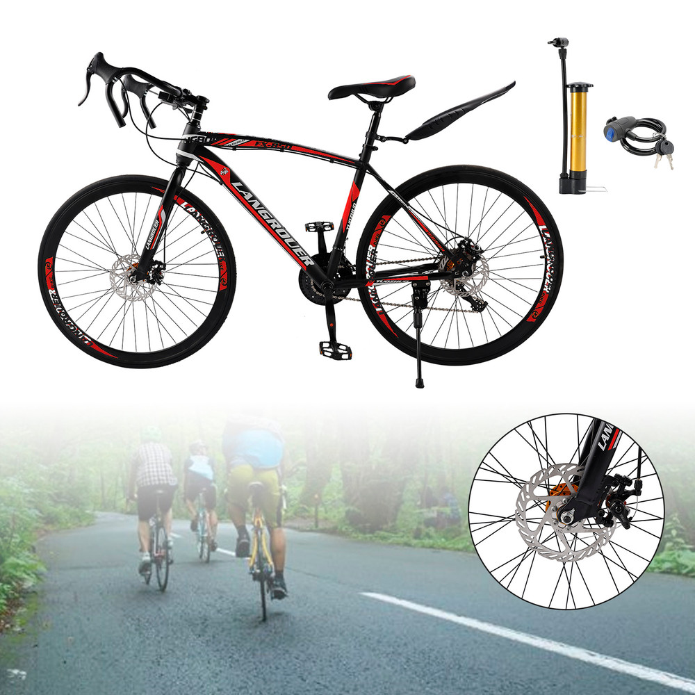26 inch 27 speed Road Bike Racing Bicycle 700C For Adult With Fender Cup holder Black/Red