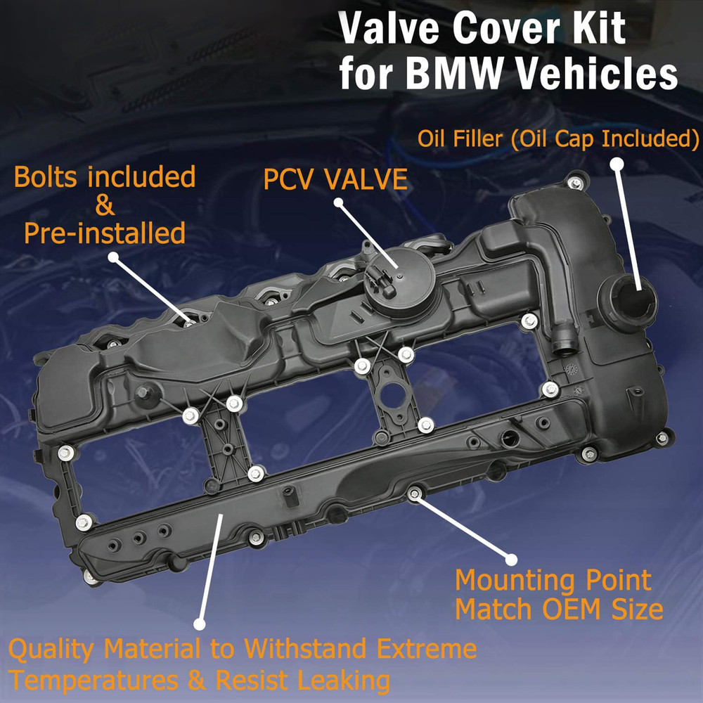 2005-2018 BMW N55 135i 335i 535i 640i 740i Valve Cover w/ Gasket+Cap 11127570292 Generic