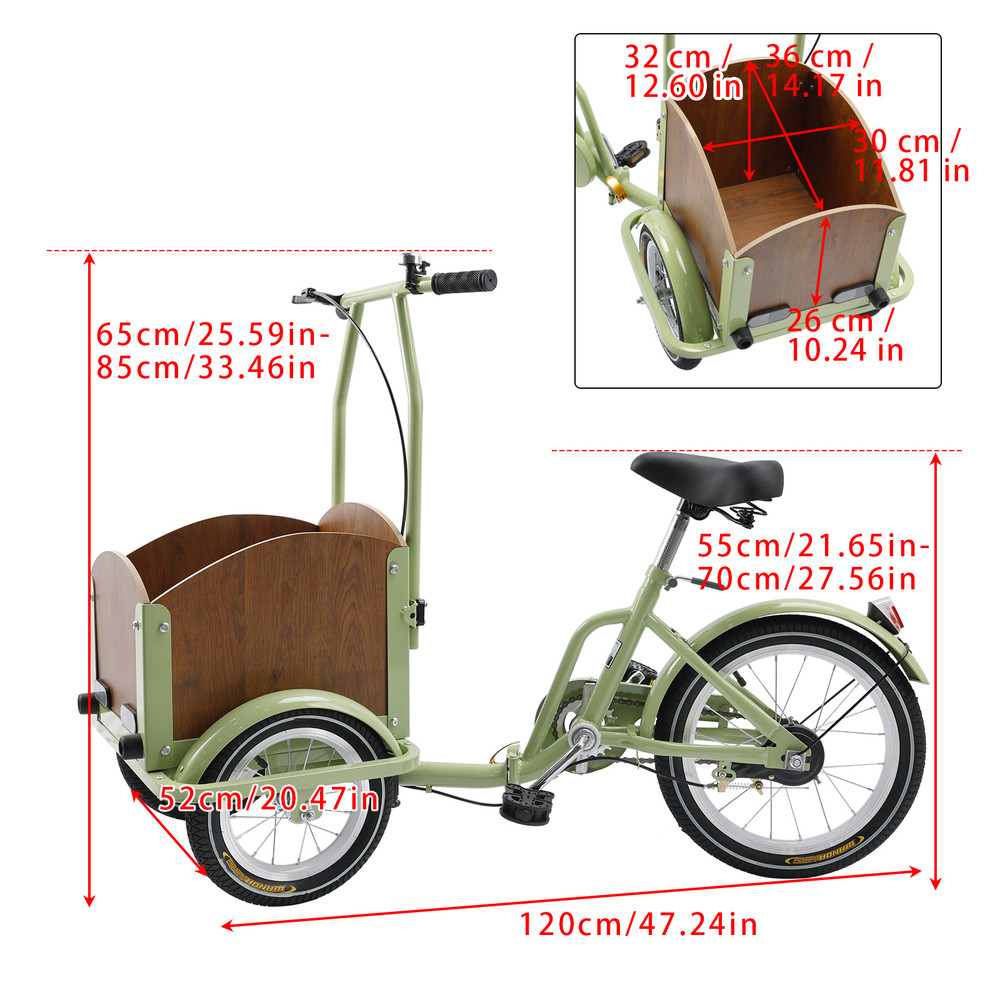 Tricycle Cart Reverse Green Three-wheel Bike