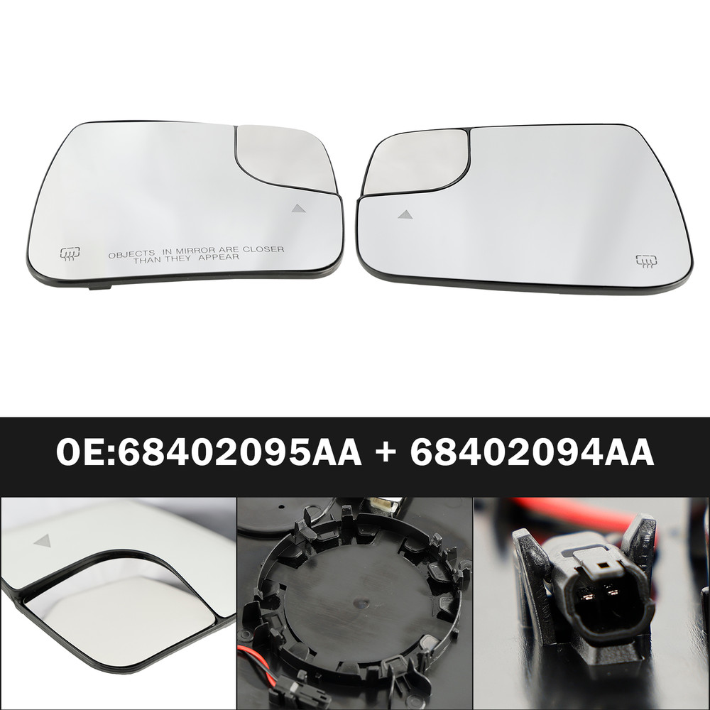 2019-2022 Dodge Ram 1500 2500 Blind Spot + Heat Exterior Mirror Glass Left+Right 68402094AA,68402128AA,68402037AA,68402093AA Generic