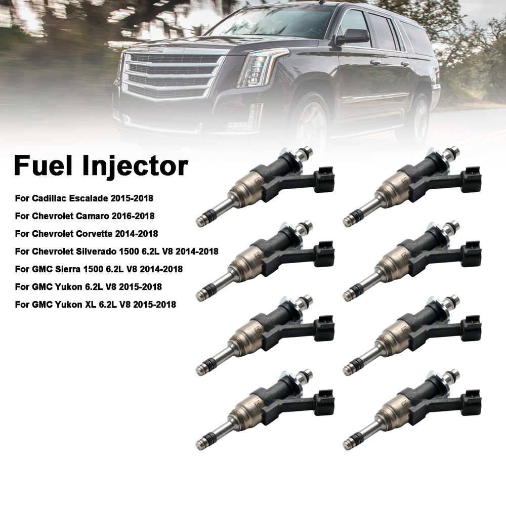 2014-2018 GMC Sierra 1500 Yukon 8PCS Fuel Injector 12668393 Silver Generic