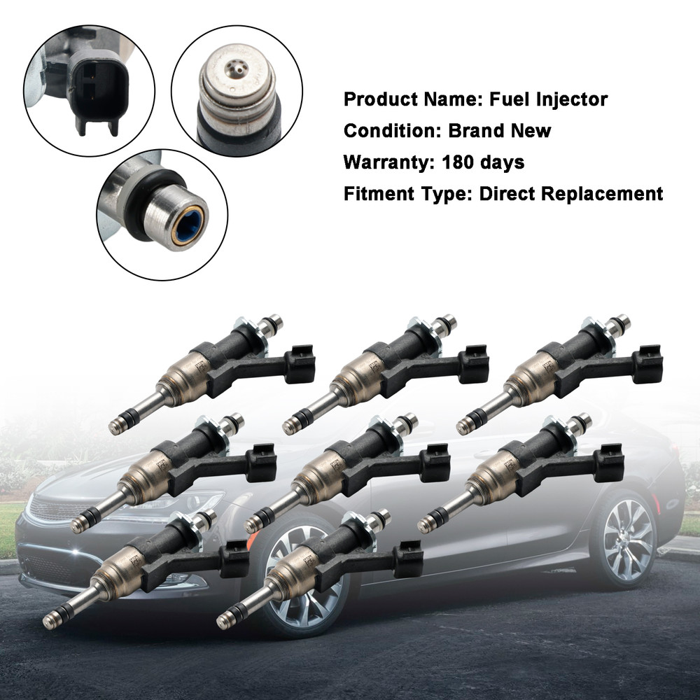 2014-2018 GMC Sierra 1500 Yukon 8PCS Fuel Injector 12668393 Silver Generic