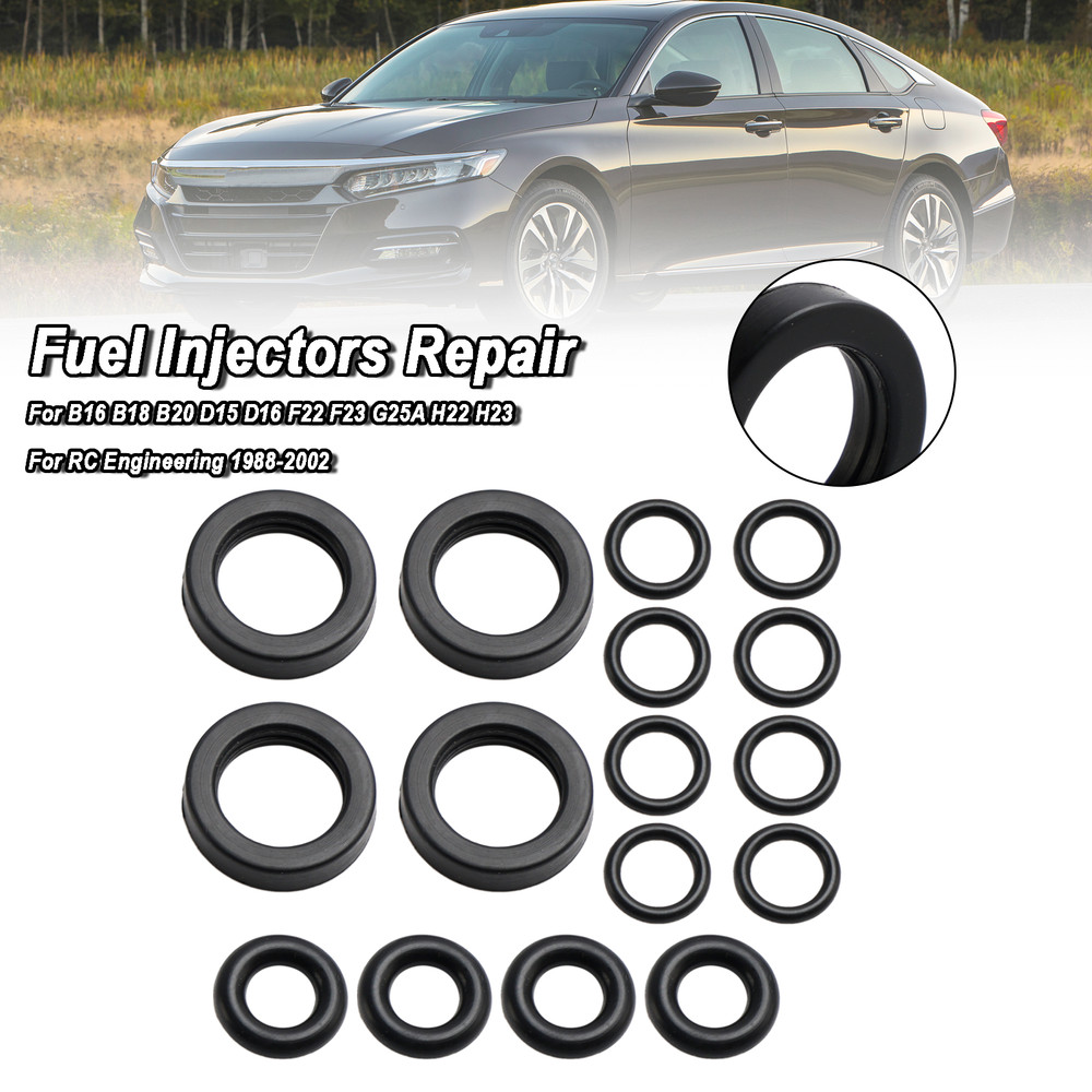 Honda Accord CRX Civic DelSol Prelude Honda Accord CRX Civic DelSol Prelude 4PCS Fuel Injector Seal O-Ring Kit Generic