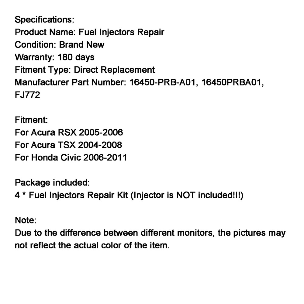 2004-2008 Acura RSX TSX Fuel Injector Repair O-rings Seals Kit Generic