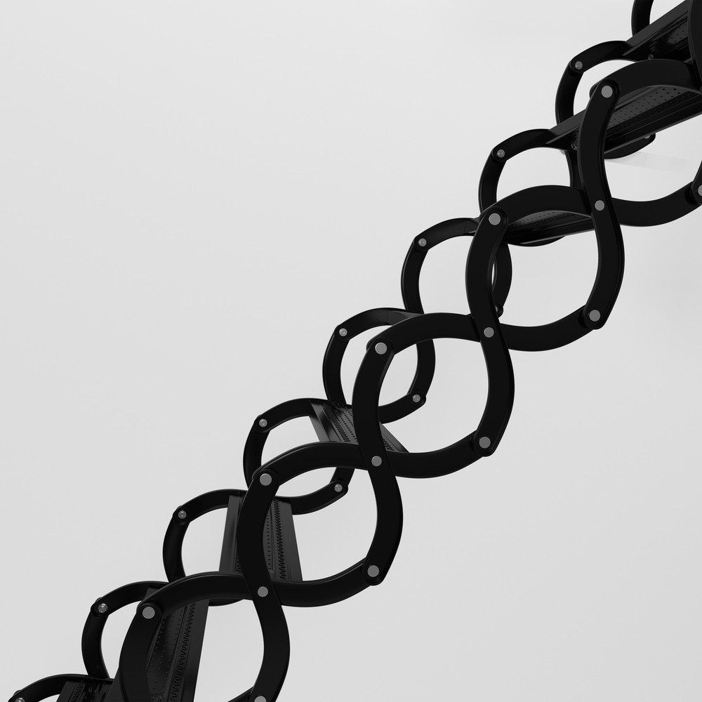 12 Step Black Folding Attic Ladder Wall Mounted Pulldown Ceiling Stairs (39.4"x27.6")
