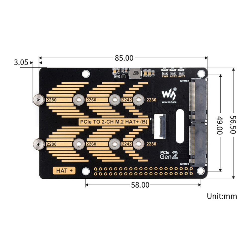 Raspberry Pi 5 PCIe Dual Channel M.2 Rotary Board Nvme Protocol Write Faster
