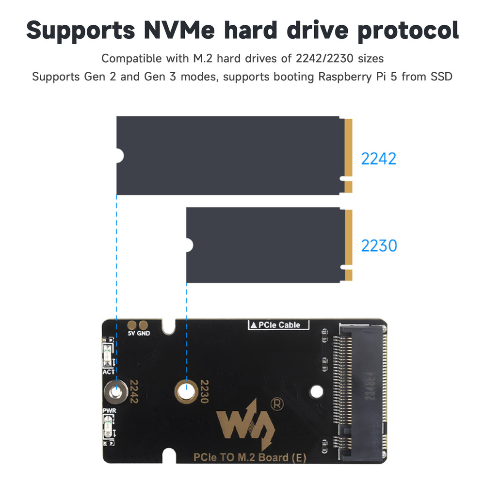Raspberry Pi 5 PCIe to M.2 Adapter Board Nvme Hard Disk Protocol Expansion Board