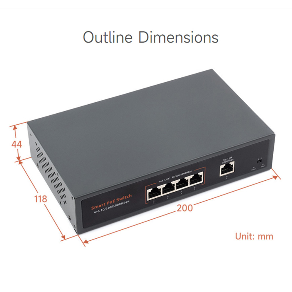 120W Gigabit Ethernet Poe Switch 10/100/1000M Port Adaptive Play 4 Network Ports