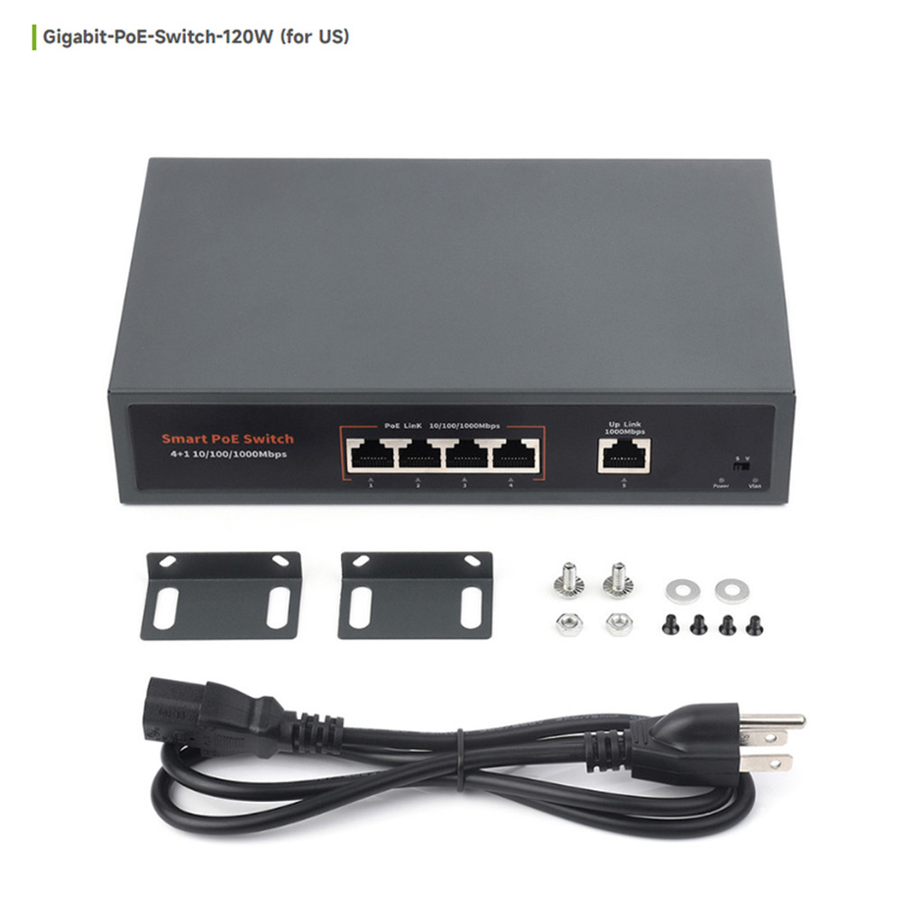 120W Gigabit Ethernet Poe Switch 10/100/1000M Port Adaptive Play 4 Network Ports