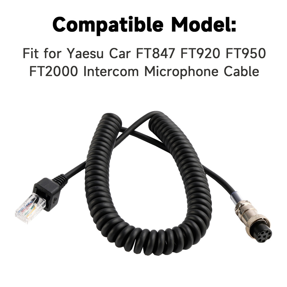 MH-31B8 Microphone Cable For Yaesu Car FT847 FT920 FT950 FT2000 Walkie Talkie