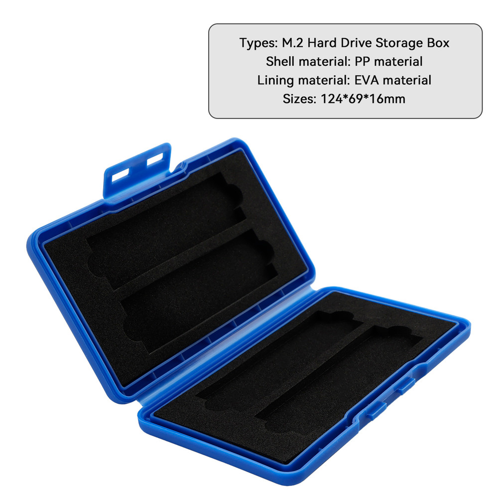 M2 Hard Drive Protection Box Storage Box Solid State Drive Box Shockproof Waterproof PP Box Blue