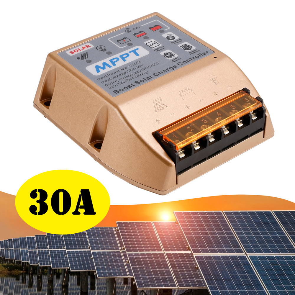 30A Boost MPPT Solar Controller 24V36V48V 60V72V Solar Electric Vehicle Charging Mobile APP