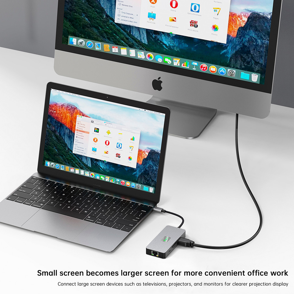9 in 1 TYPE-C to RJ45 (Gigabit)+USB3.0*3+HDMI+USB-CS Data+PD100W+SD/TF MacBook