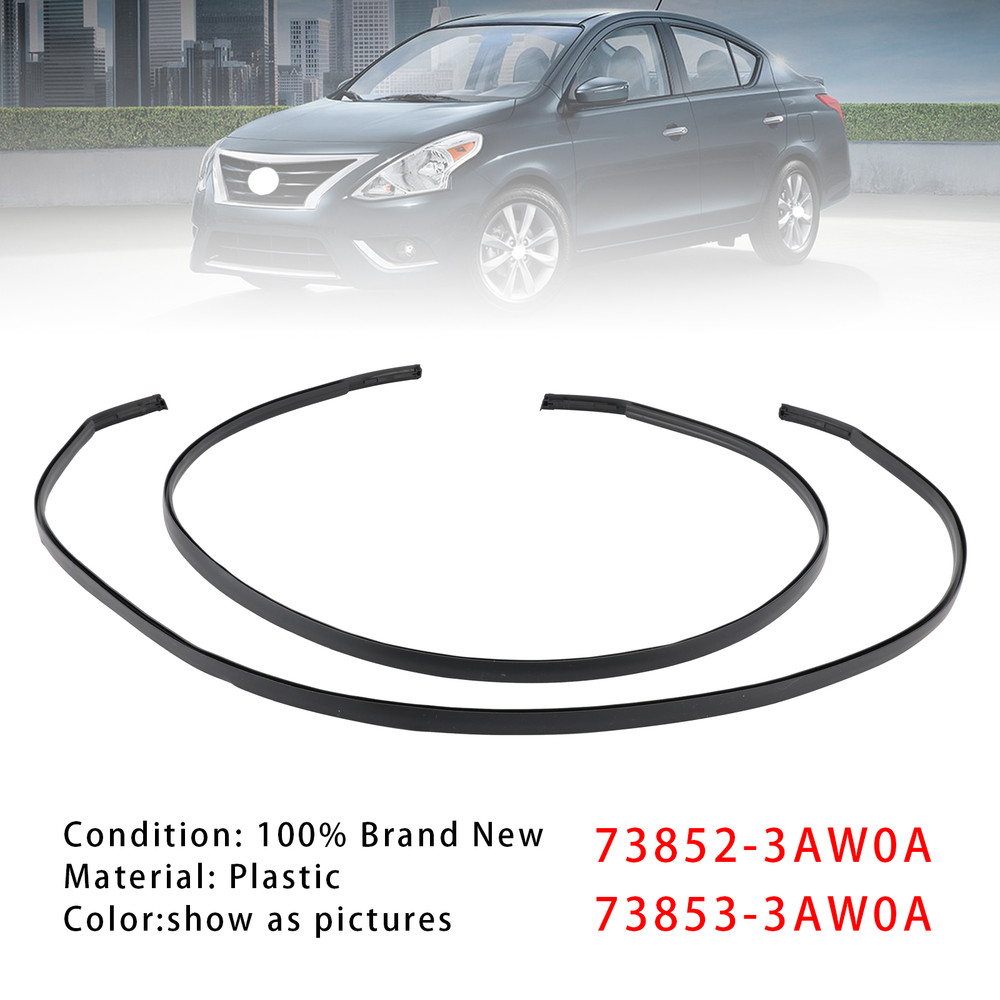 2012-2018 Nissan Versa 2PCS Left+Right Moulding-Roof Drip 73852-3AW0A,73853-3AW0A Black Generic