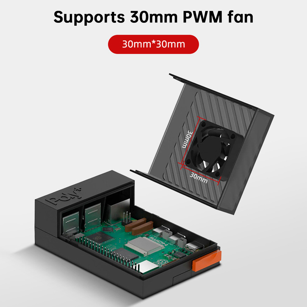 Raspberry Pi 5 POLY5+ Case Argon POLY 5+ Box Compatible with PWM Cooling Fan ABS Material Black