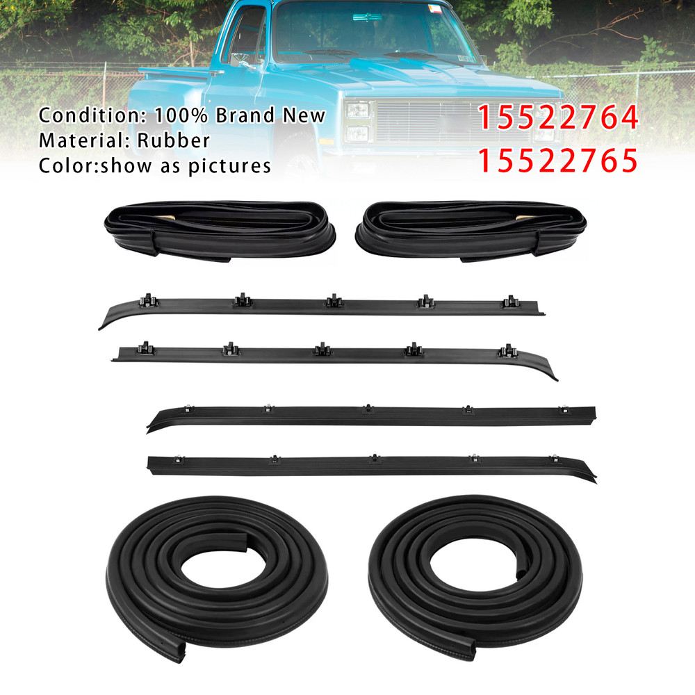 1982-1991 Chevy GMC C10 K10 Door Window Weatherstrip Seals Set Kit Generic