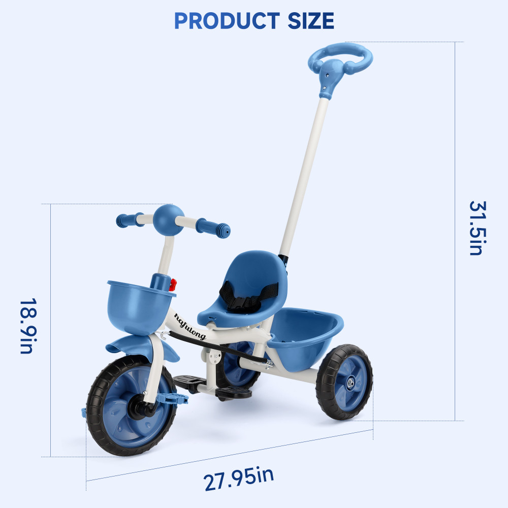 Baby Push Trike Toddler Tricycle Boys and Girls Kids Tricycle with Push Handle