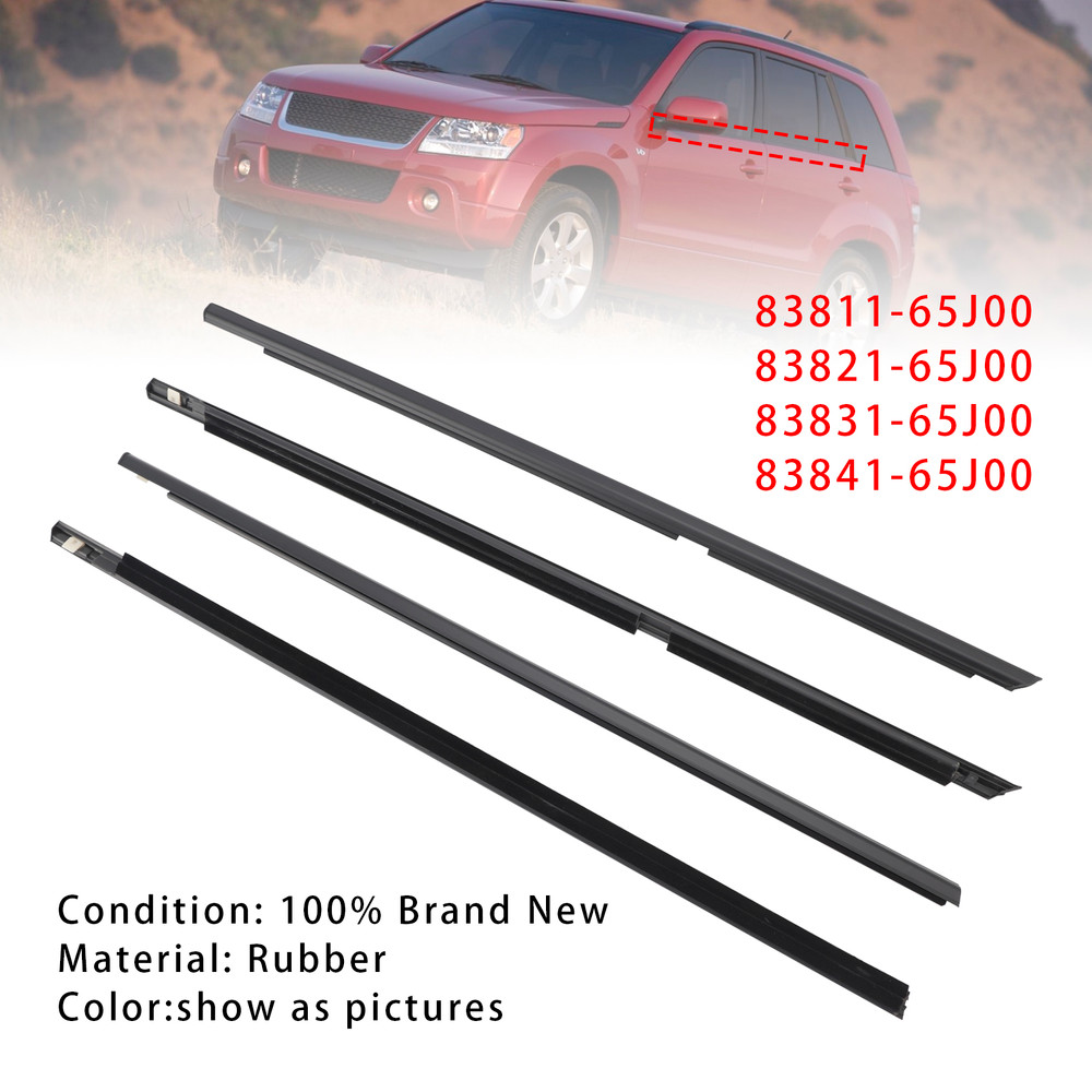 2009-2013 Suzuki Grand Vitara 4PCS Door Glass Belt Outer Molding Weatherstrip Generic