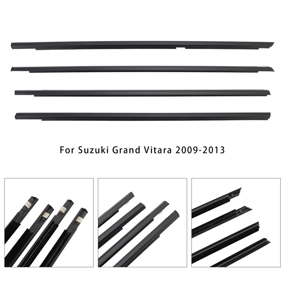 2009-2013 Suzuki Grand Vitara 4PCS Door Glass Belt Outer Molding Weatherstrip Generic