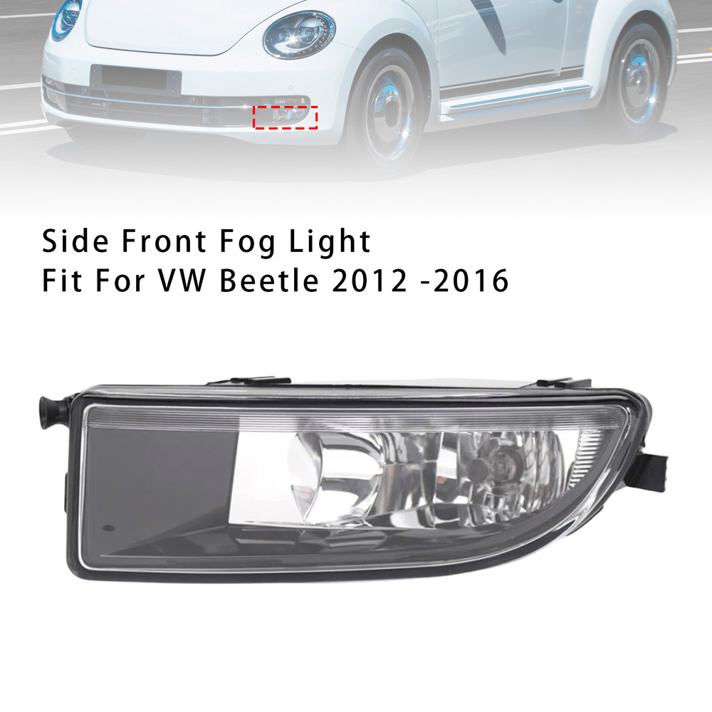 2012-2016 VW Beetle 1 Pcs Front Bumper Left Fog Light With Bulb Black and Clear Generic