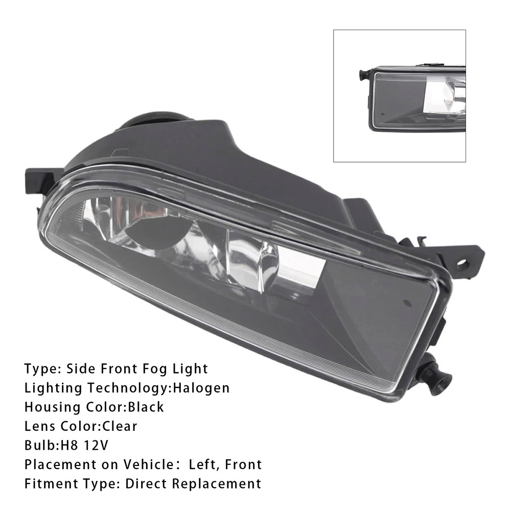 2012-2016 VW Beetle 1 Pcs Front Bumper Left Fog Light With Bulb Black and Clear Generic