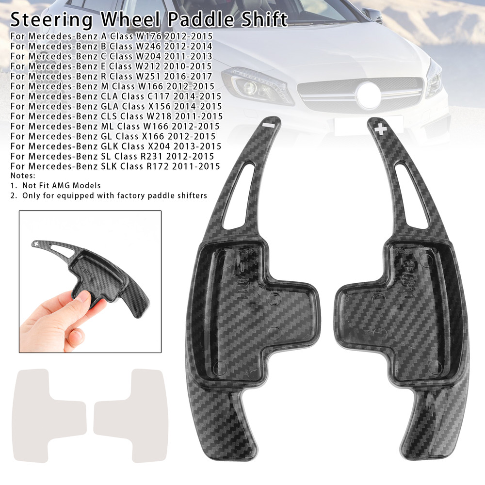 2011-2015 Mercedes-Benz CLA CLS ML Class Steering Wheel Paddle Shifter Extensions Carbon Fiber Black Look Generic