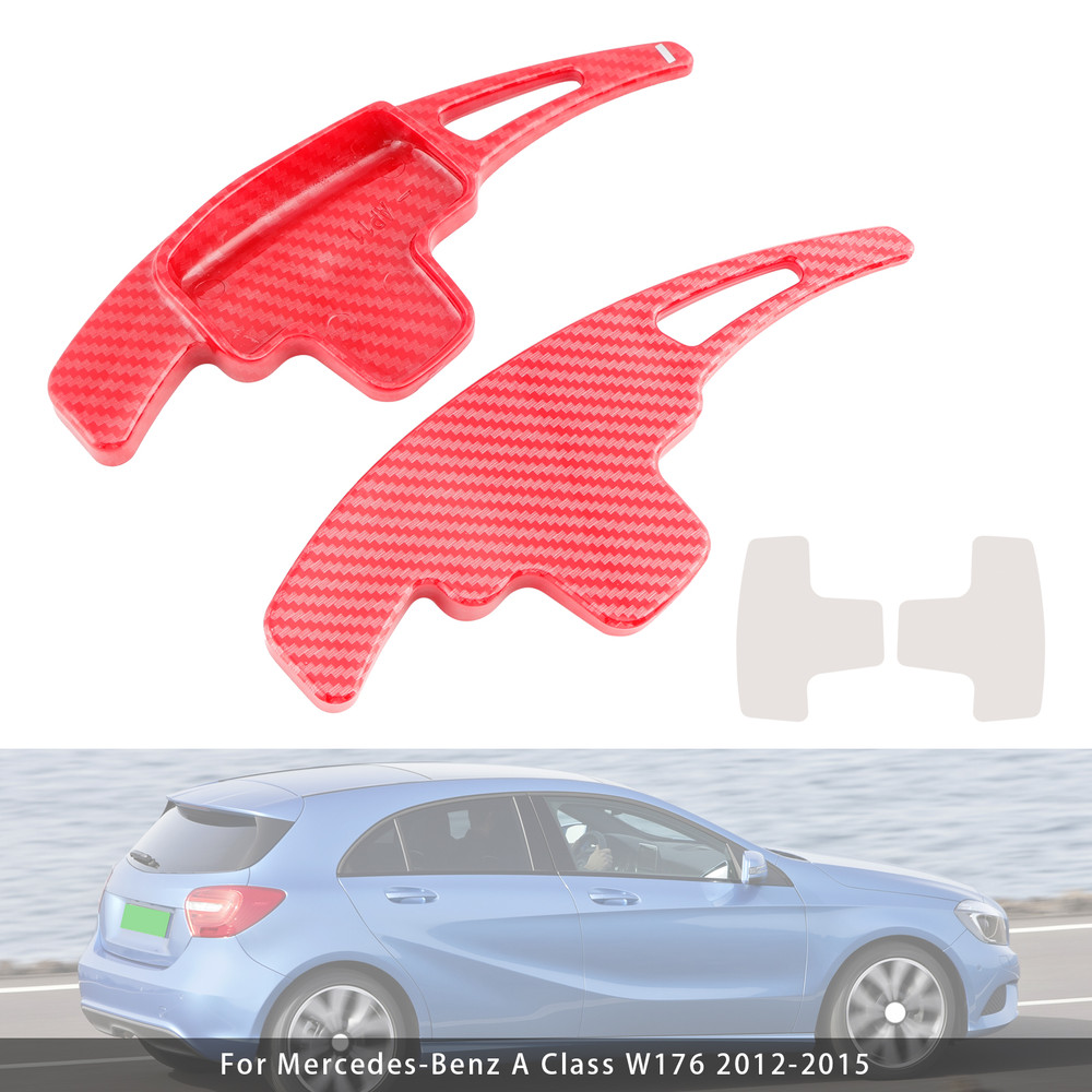 2011-2015 Mercedes-Benz CLA CLS ML Class Steering Wheel Paddle Shifter Extensions Carbon Fiber Red Look Generic