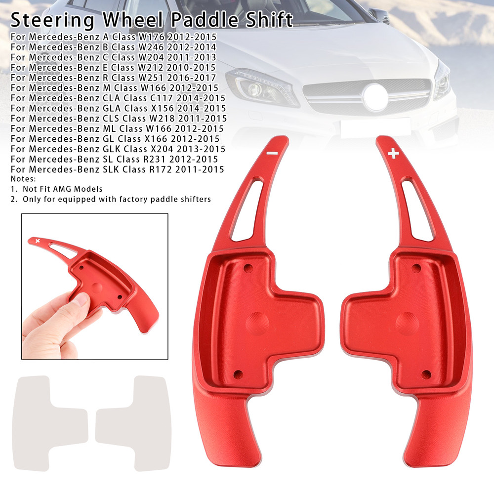 2011-2015 Mercedes-Benz CLA CLS ML Class Steering Wheel Paddle Shifter Extensions Aluminium Red Generic