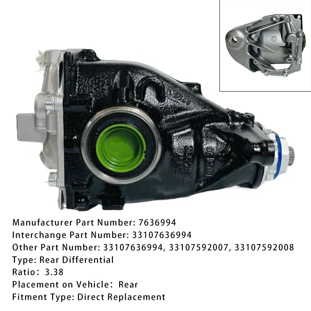 BMW X3-X6 Rear Differential Assembly 3.38 Gear 33107636994 Generic