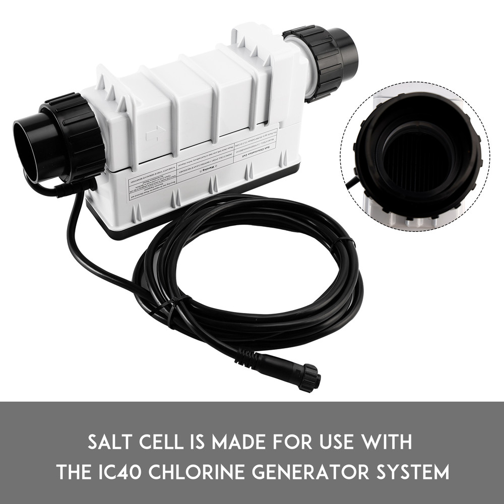 Salt Cell is made for use with the IC40 Chlorine Generator system. Includes a 15 ft cable and sanitizes up to 40K gallon pool.