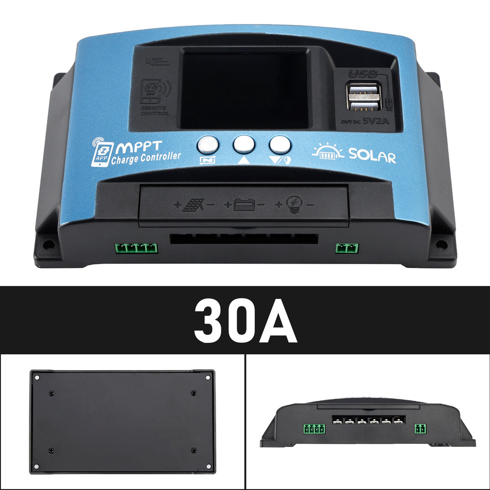 30A MPPT Solar Controller Multi-language Color Screen Serial Port MPPT Solar Controller Bluetooth Temperature Monitoring Charging 12V~60V