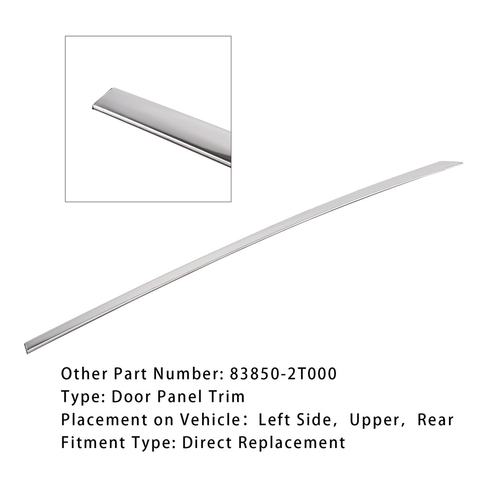 2011-2015 Kia Optima Generic Left Side Upper Rear Door Panel Trim Molding Chrome 838502T000 Generic