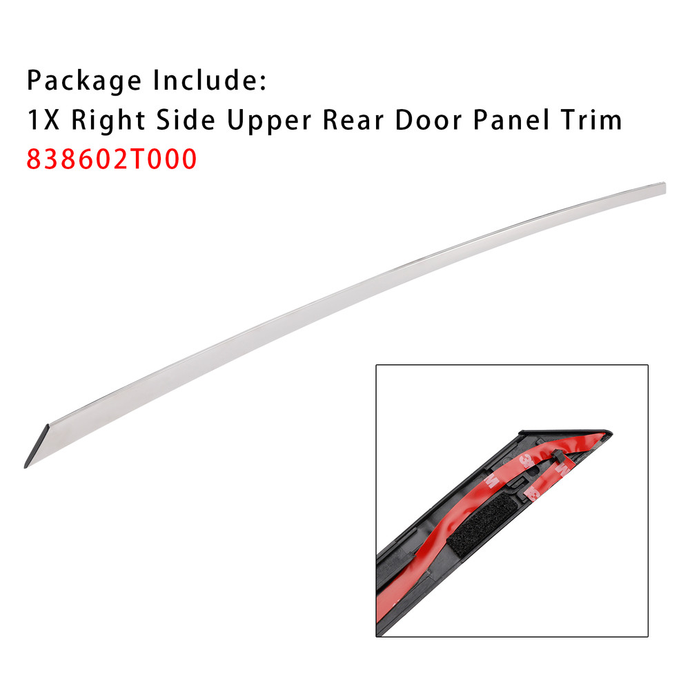 2011-2015 Kia Optima Right Side Upper Rear Door Panel Trim Molding Chrome 838602T000