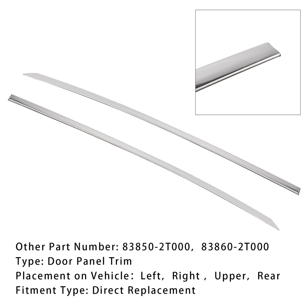 2011-2015 Pair() Upper Rear Door Panel Trim Left+Right Side Upper Rear Door Panel Trim Molding Chrome 838502T000 838602T000 Generic