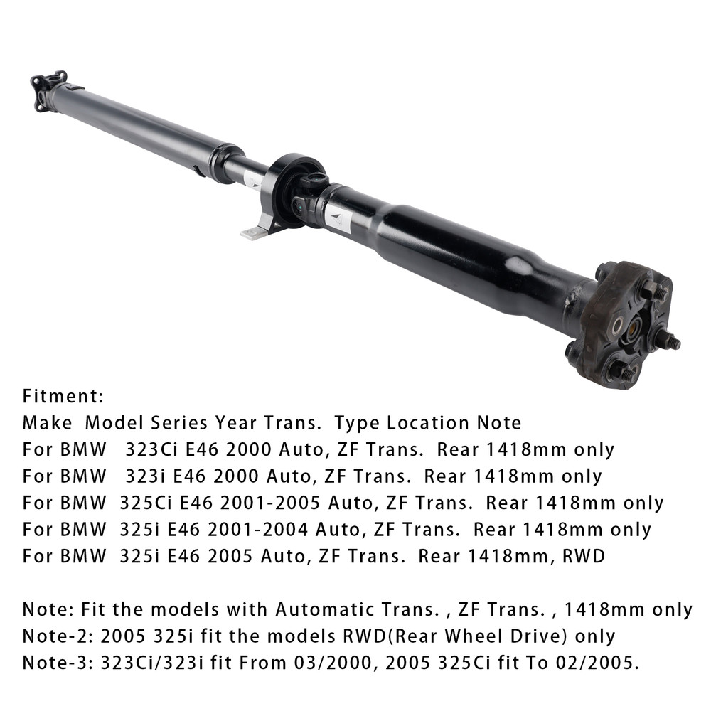 2000-2005 BMW 323Ci 323i 325Ci 325i Rear Driveshaft Prop Shaft Assembly 26111229564 Generic