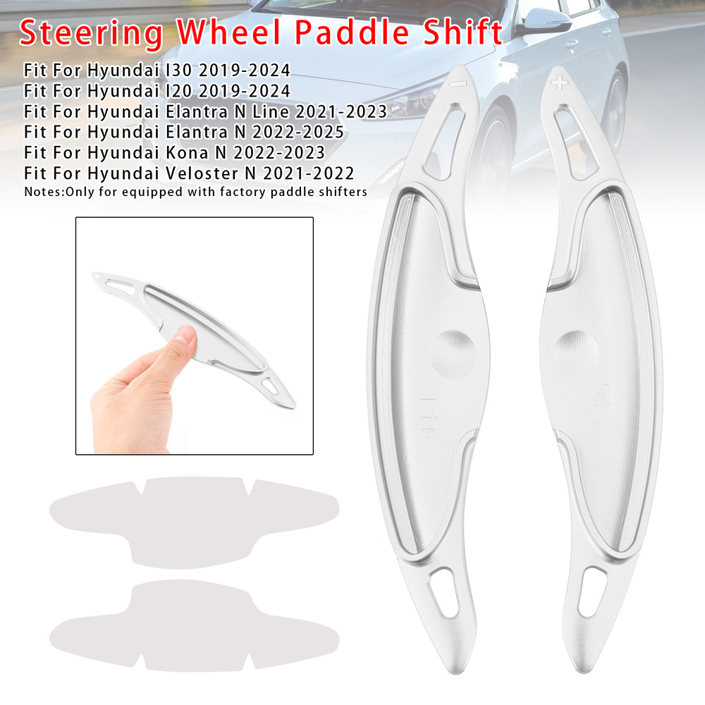 2021-2023 Hyundai Elantra N Line Steering Wheel Paddle Shifter Extension Aluminium Silver Generic