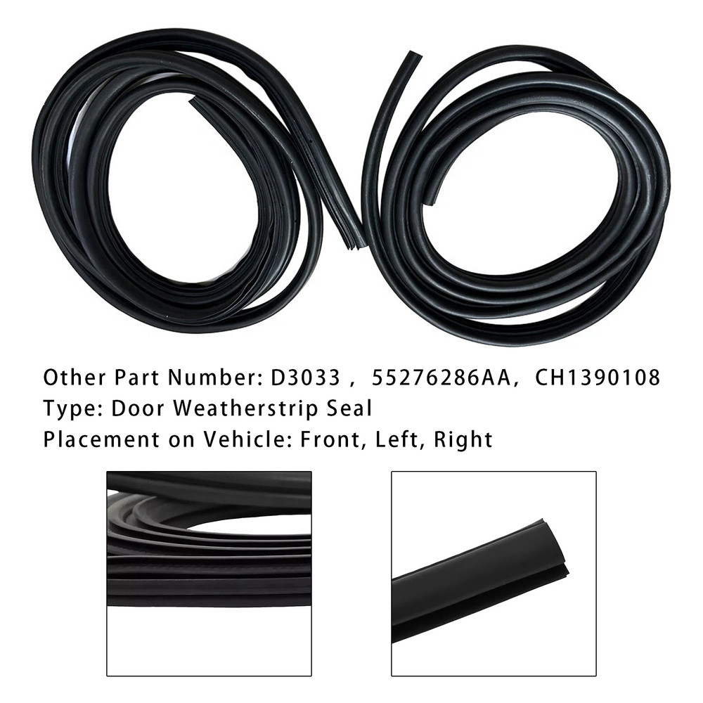 1994-2002 Dodge Ram 1500/2500/3500 2PCS Front Door Weatherstrip Seal 55276286AA Generic