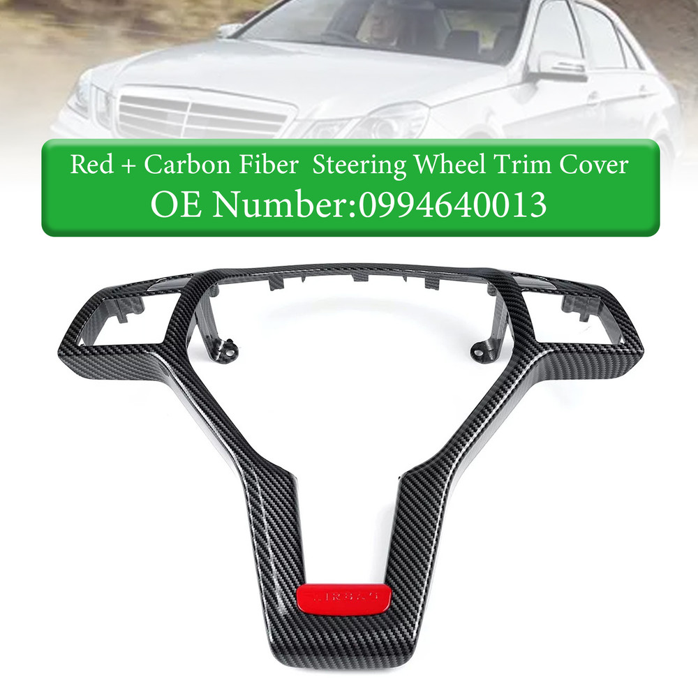 2012-2014 Mercedes-C-CLASS W204 C63 E-CLASS W212 E63 2012-201 Steering Wheel Trim Cover Carbon fiber Red Generic
