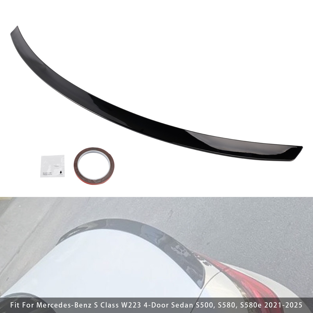 2021-2025 Mercedes-Benz S Class W223 4-Door Sedan S500 S580 S580e Rear Boot Spoiler Gloss Black Generic