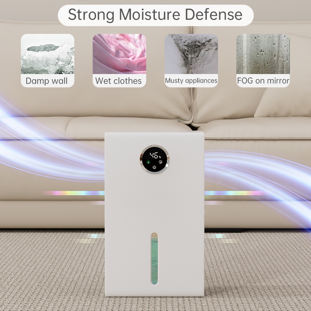 Portable Smart Dehumidifier, with 7 Color LED Lights &Touch Screen, Ultra-Quiet Energy-Saving for Home Bedrooms Office Large Spaces