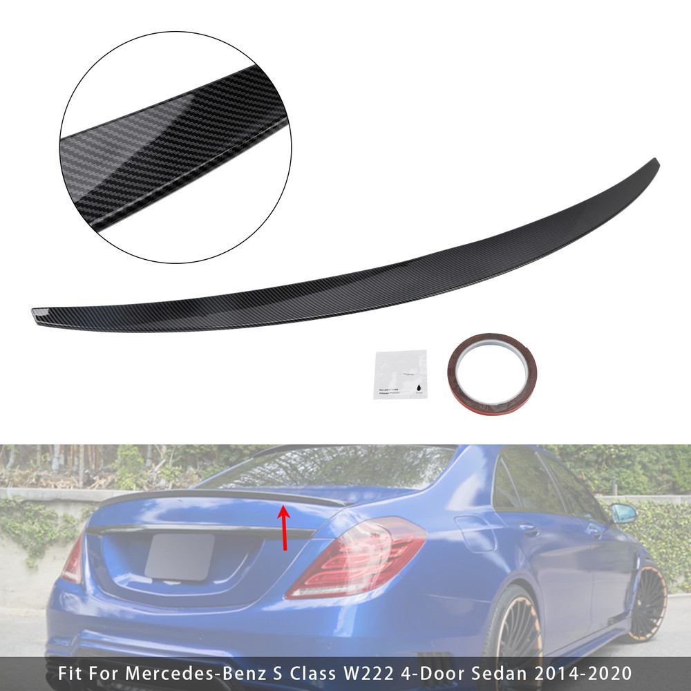 2014-2020 Mercedes-Benz S Class W222 4-Door Sedan Carbon Fiber Look Rear Boot Spoiler Generic
