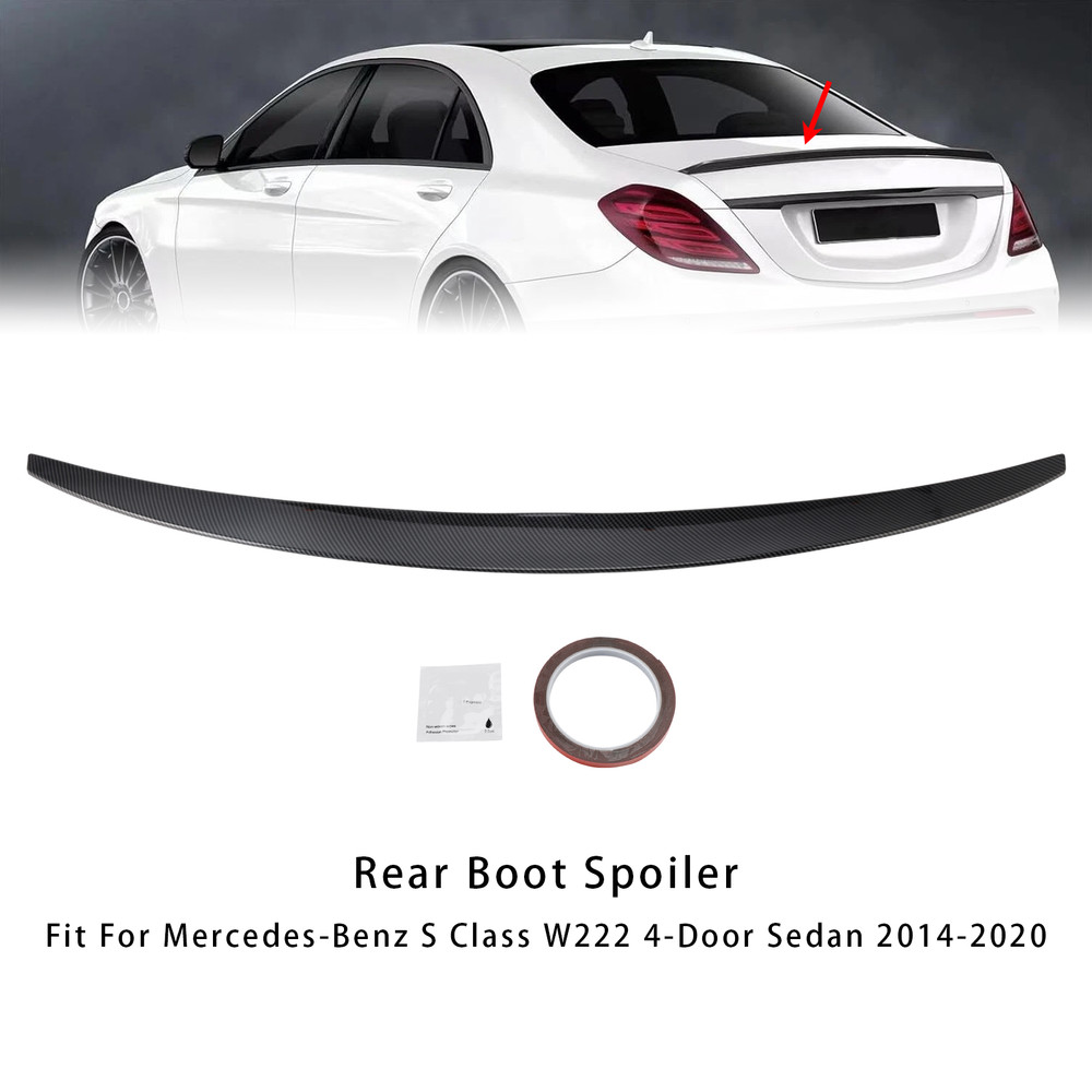 2014-2020 Mercedes-Benz S Class W222 4-Door Sedan Carbon Fiber Look Rear Boot Spoiler Generic