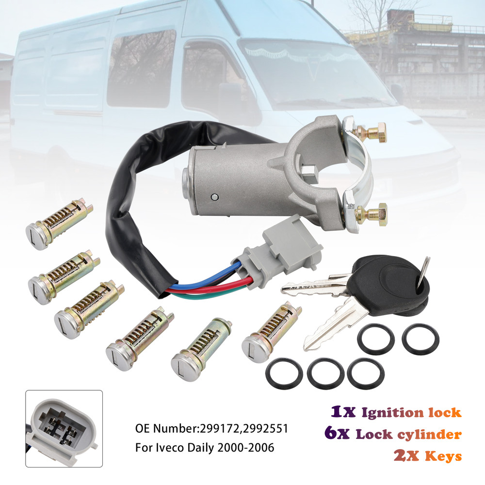 2000-2006 Iveco Daily Ignition lock+6x locking cylinder+key 2991727 Generic
