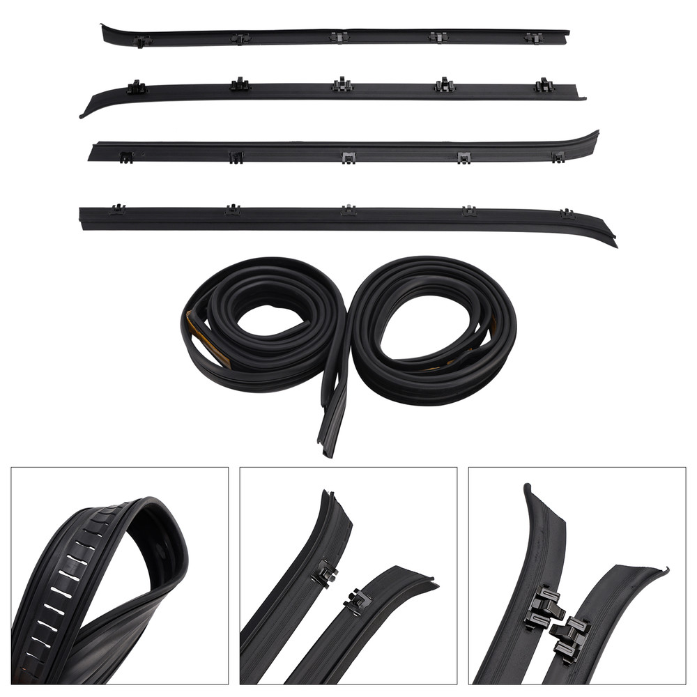 1989-1991 Chevy Suburban V1500 V2500 R1500 R2500 4PCS Car Window Weatherstrip Molding Trim Belt+2 Window Seals Generic