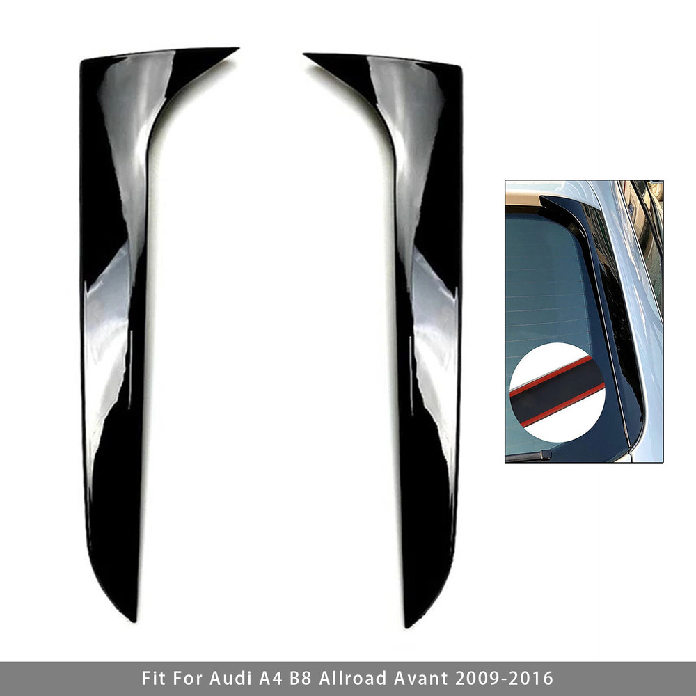 2009-2016 Audi A4 B8 Allroad Avant Pair Rear Window Side Wing Spoiler Gloss Black Generic
