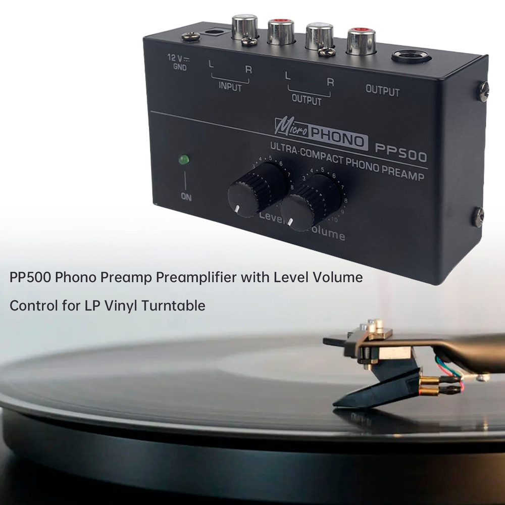 PP500 Phono Preamp Preamplifier with Level Volume Control for LP Vinyl Turntable US