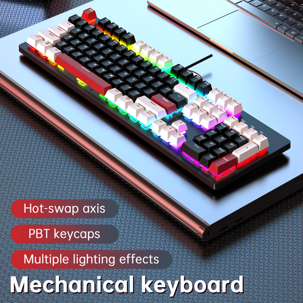 104-Key Wired Mechanical Linear Switch Gaming Keyboard Blue Switch Customizable